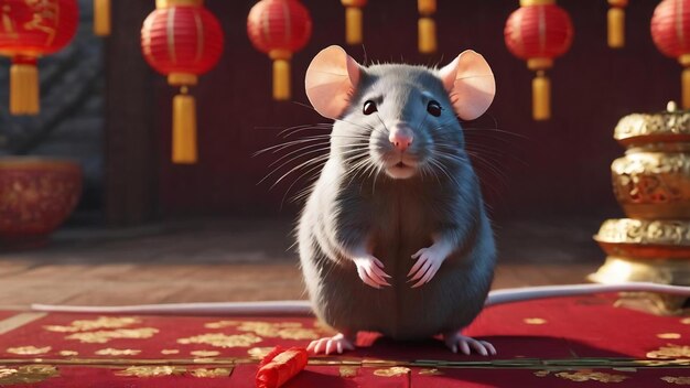 3d render of chinese rat for celebrate chinese new year
