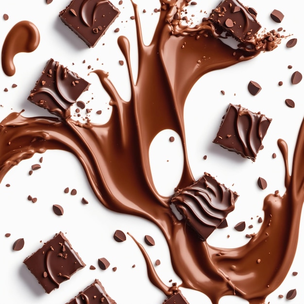 3d render of chocolate splashed with blank background Generated with AI