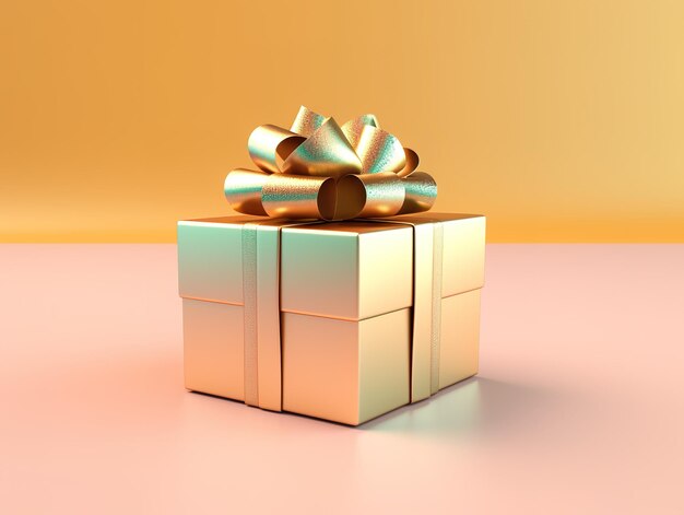 3d render of christmas present on colorful background