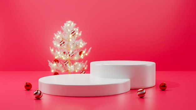 3d render christmas product-display voor presentatie