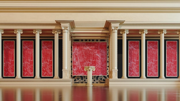 3D render of Classic luxury background for branding and product presentation 3D ancient column display podium