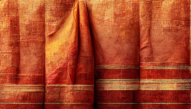 3D Render close up shot of indian fabric with colorful pattern Abstract background