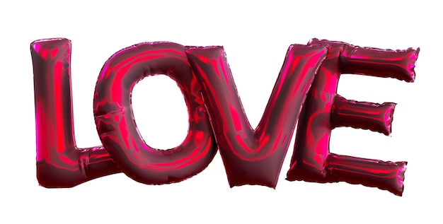 3D render of colored love word isolated on white background valentine's day concept