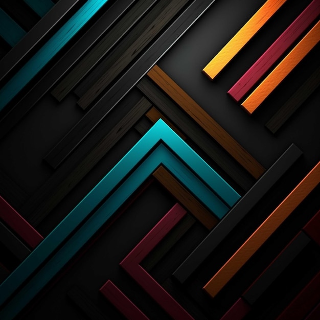 3D render of colorful arrows on black background with copy space