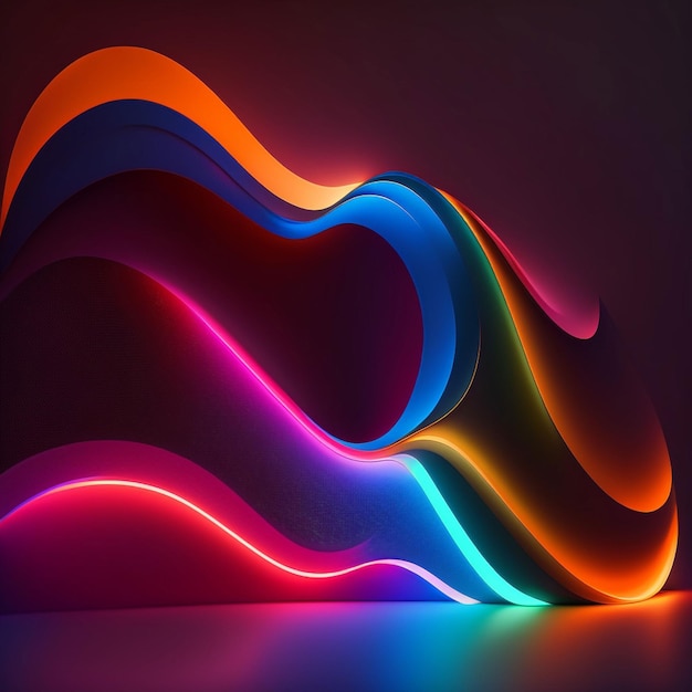 3d render colorful background with abstract shape glowing in ultraviolet spectrum curvy neon lines Futuristic energy concept