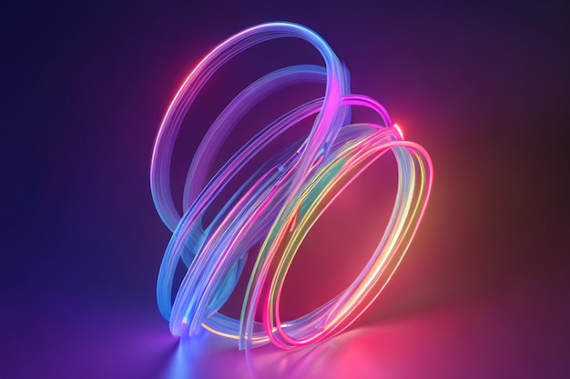 3d render colorful background with abstract shape glowing in ultraviolet spectrum curvy neon lines Futuristic energy concept