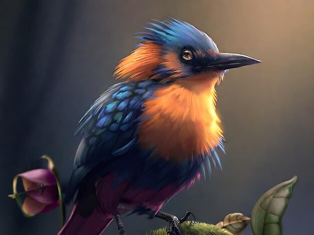 3d render of a colorful beauty bird ai generation