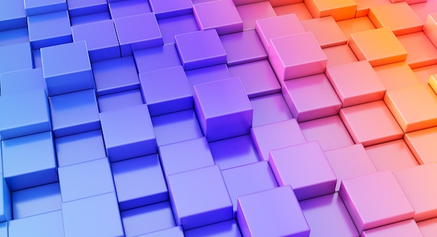 3d render of colorful cubes abstract background.