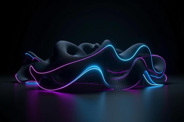 3D Render of Colorful Curving Abstract Lines Background