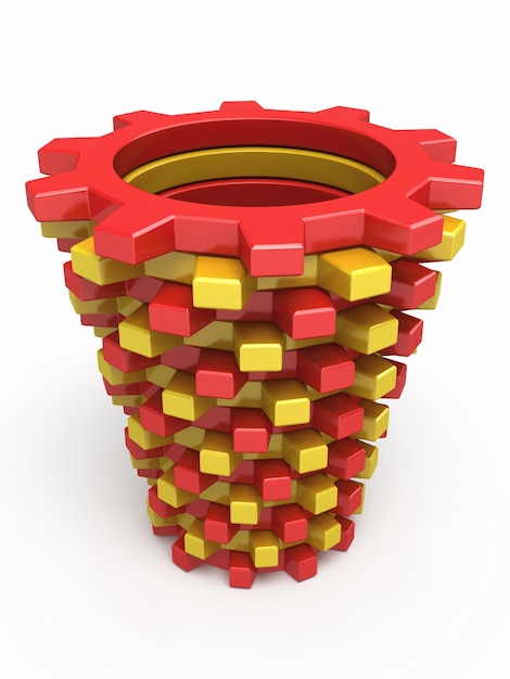 3d render colorful gears render (isolated on white and clipping path)