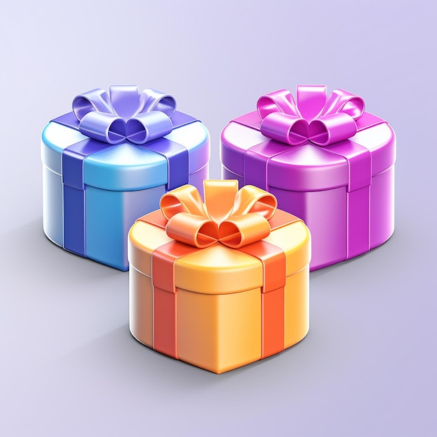 3D Render of Colorful Gift Boxes cute cartoon style