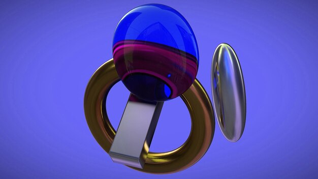 3d render colorful object isolated on background