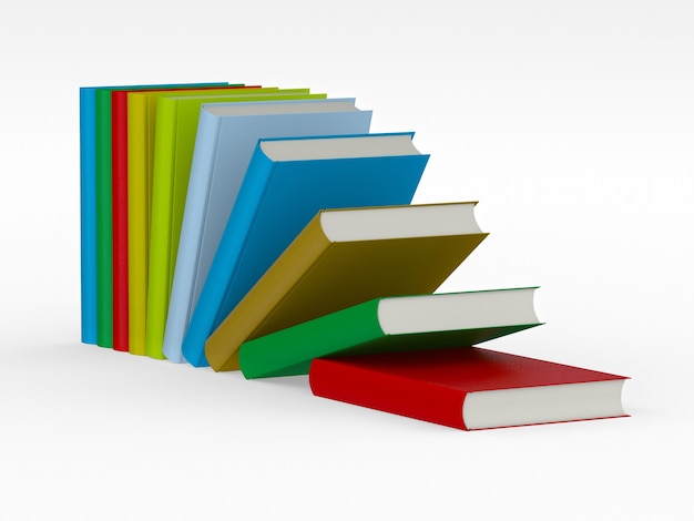 3d render colorful pile of books isolated on white background