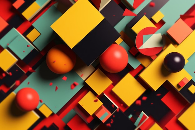 3D Визуализация Красочный Ретро Винтаж Абстрактный Ремикс Дизайн Фона