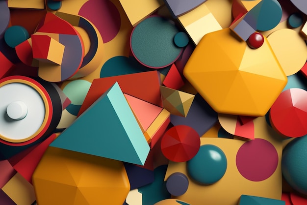 3D Render Colorful Retro Vintage Abstract Remix Design Background