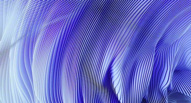 3d render of complex wavy shape Blue futuristic background