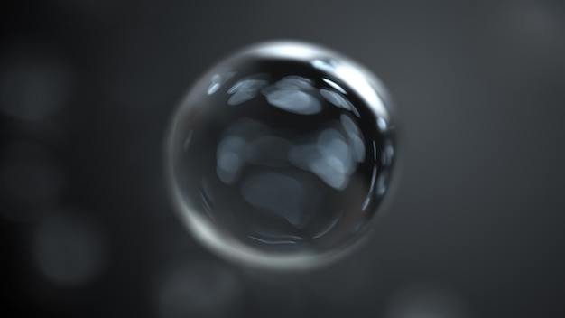 3d render of computer generated water drop. Abstract transparent elements with depth of field.