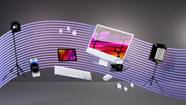 3d render computer screen