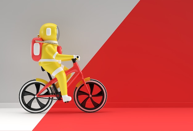 3D render Concept astronaut fiets 3D kunst ontwerp illustratie.