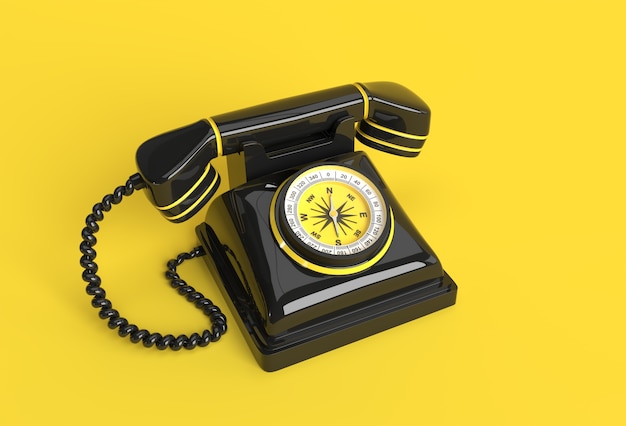 3D Render Concept of Old Telephone 3D art Design illustration.