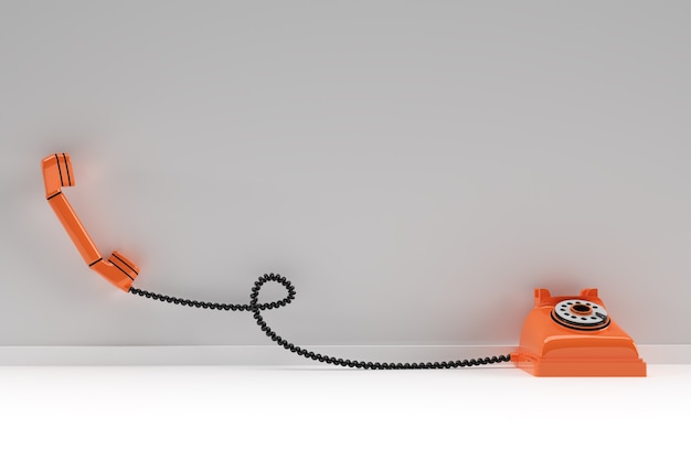 3D Render Concept of Old Telephone 3D art Design illustration.