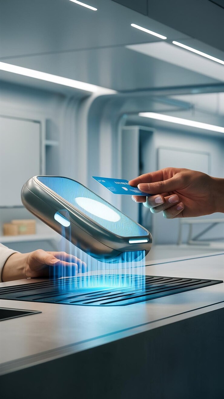 Photo 3d render contactless cashless payment with cards