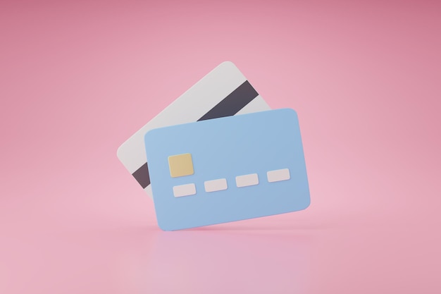 3d render of credit cards, Online payment concept.