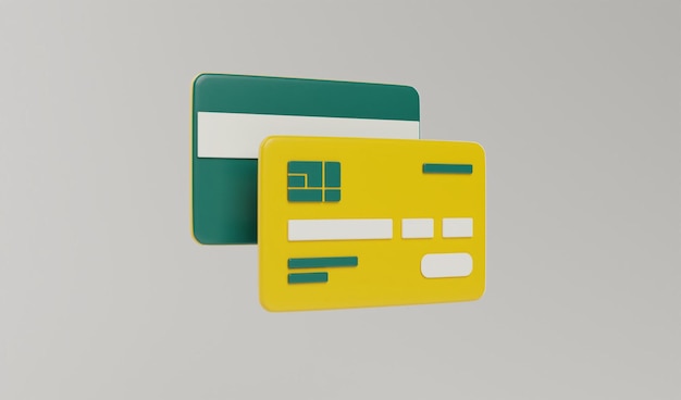 3D render creditcard online betaling met winkelen veiligheidsbescherming geld financiële transactie voor zakelijk bankieren cashless concept illustratie