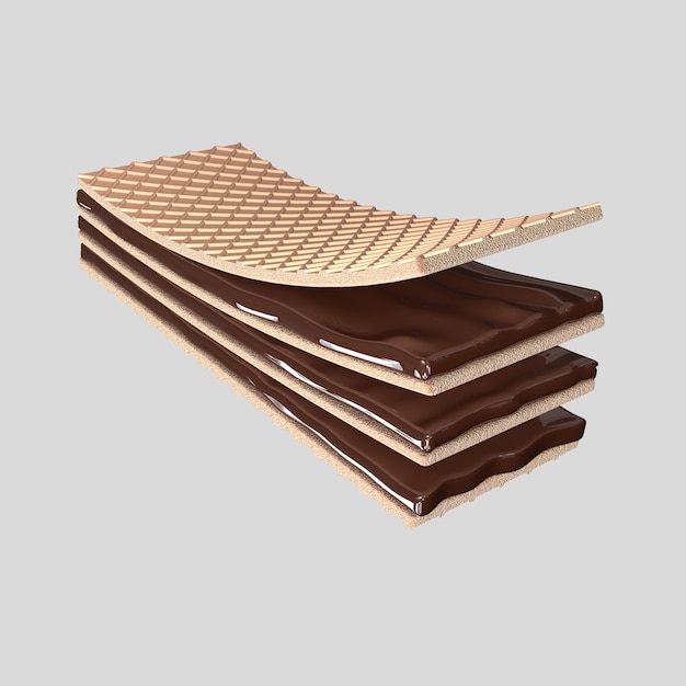 3d render Crispy wafer chocolate