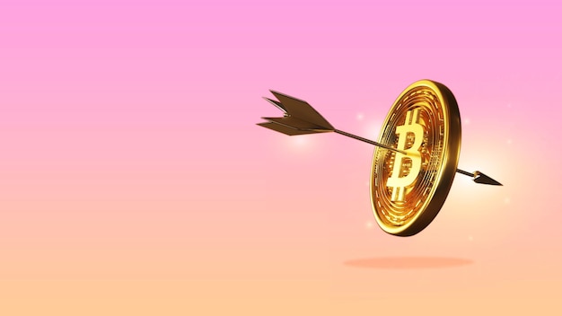 3 D レンダー暗号通貨とビットコインのコンセプト アイデア