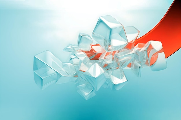 3d render of crystal cube wave