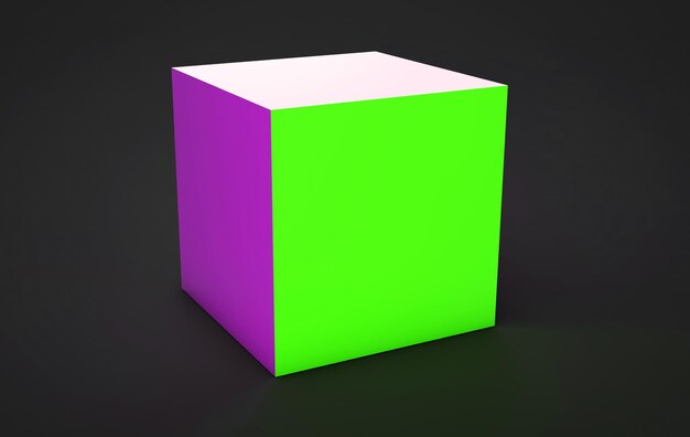 Photo 3d render cube on gray background