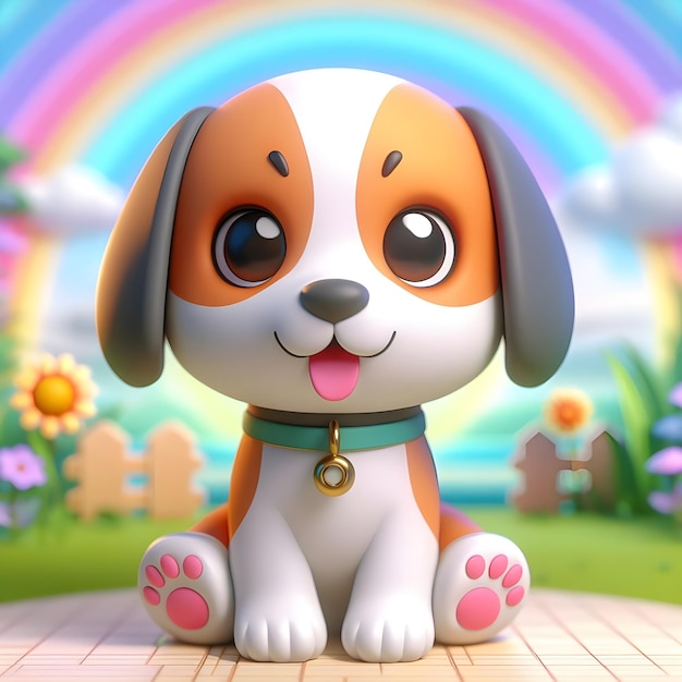 Photo 3d render of a cute beagador with colorful background