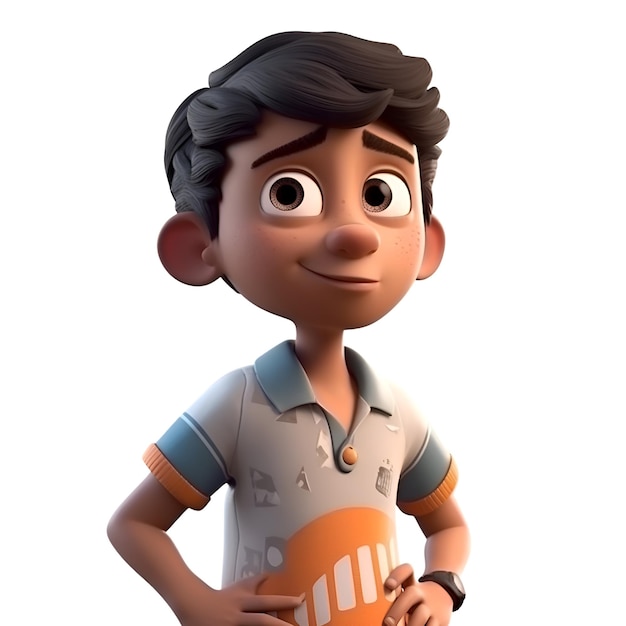 Photo 3d render of a cute boy with tshirt and jeans