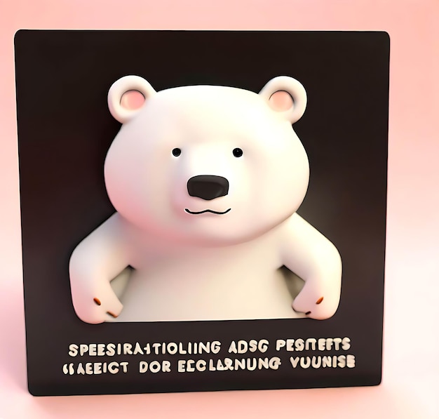 3d render of a cute polar bear product design