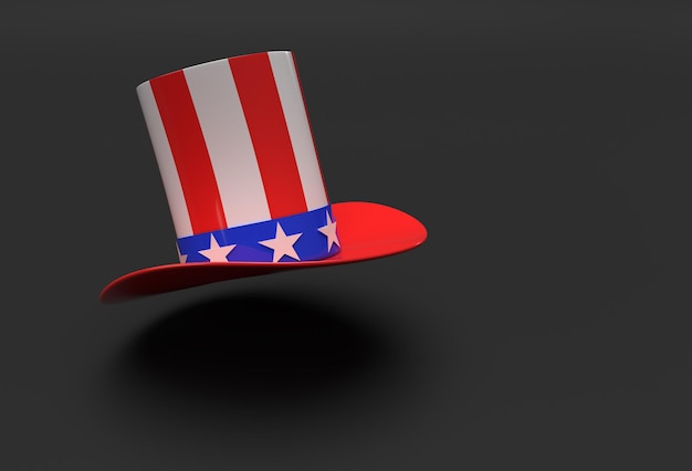 Photo 3d render cylinder hat icon 3d style 4th july concept design