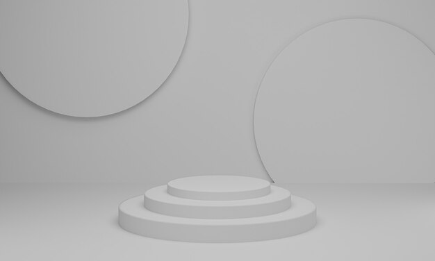 3d render. cylinder podium on white background Abstract minimal scene with geometric.