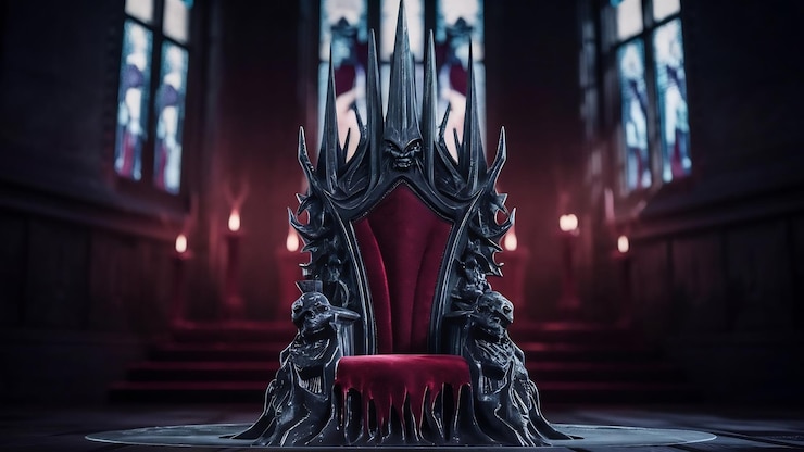 Photo 3d render of dark gothic throne royal throne
