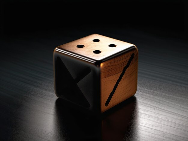 Photo 3d render of dark isolated metal dice background