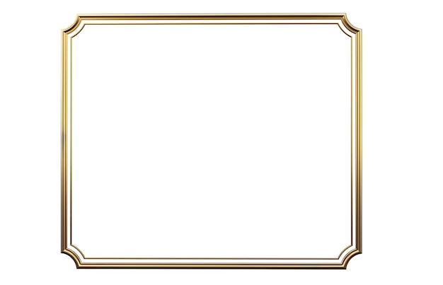 Photo 3d render of decorative golden vintage frames golden baroque frame on transparent background