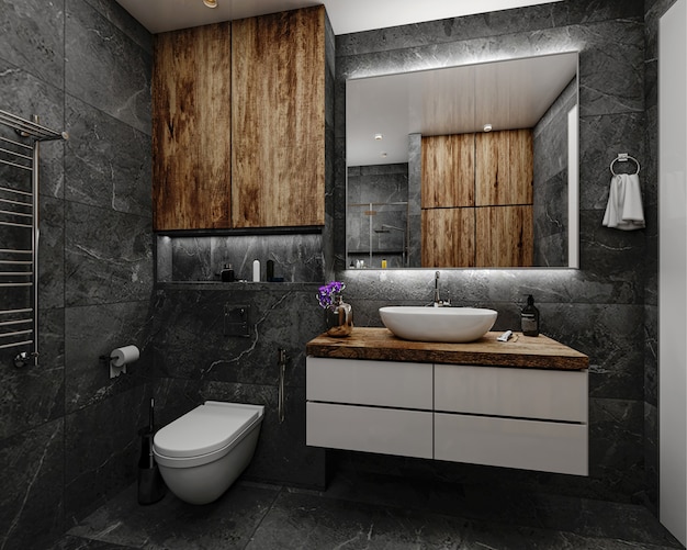 3D render design interieur badkamer