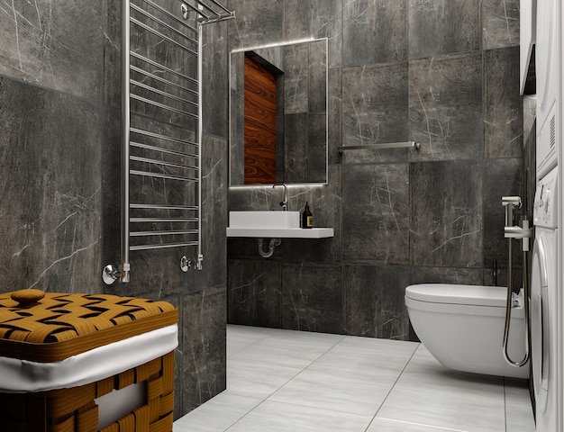 3d визуализация дизайн интерьера ванной комнаты