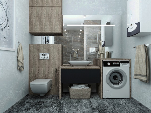 3d render. Design interior bathroom.