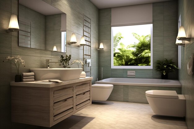 3d render design interior bathroom