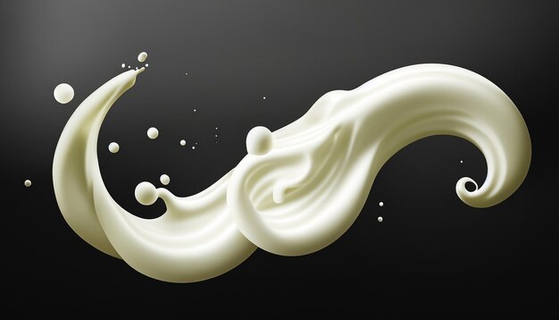 3d render digital illustration milk dynamic liquid splash white wave isolated on black backgrou