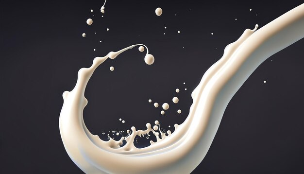 3d render digital illustration milk spiral jet white splash liquid wave paint loops curv