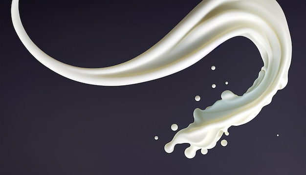 3d render digital illustration milk spiral jet white splash liquid wave paint loops curv