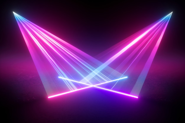 Photo 3d render of digital illustration with neon light abstract