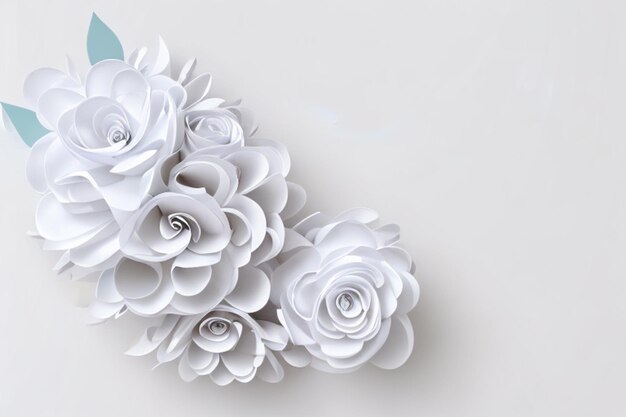 3D render digitale afbeelding Witboek bloemen achtergrond bruiloft decoratie bruidskant wenskaartsjabloon blanco bloemen wanddecor