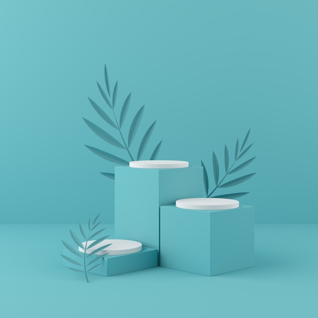 3d render display onpastel geometry shape podium and wall. 
